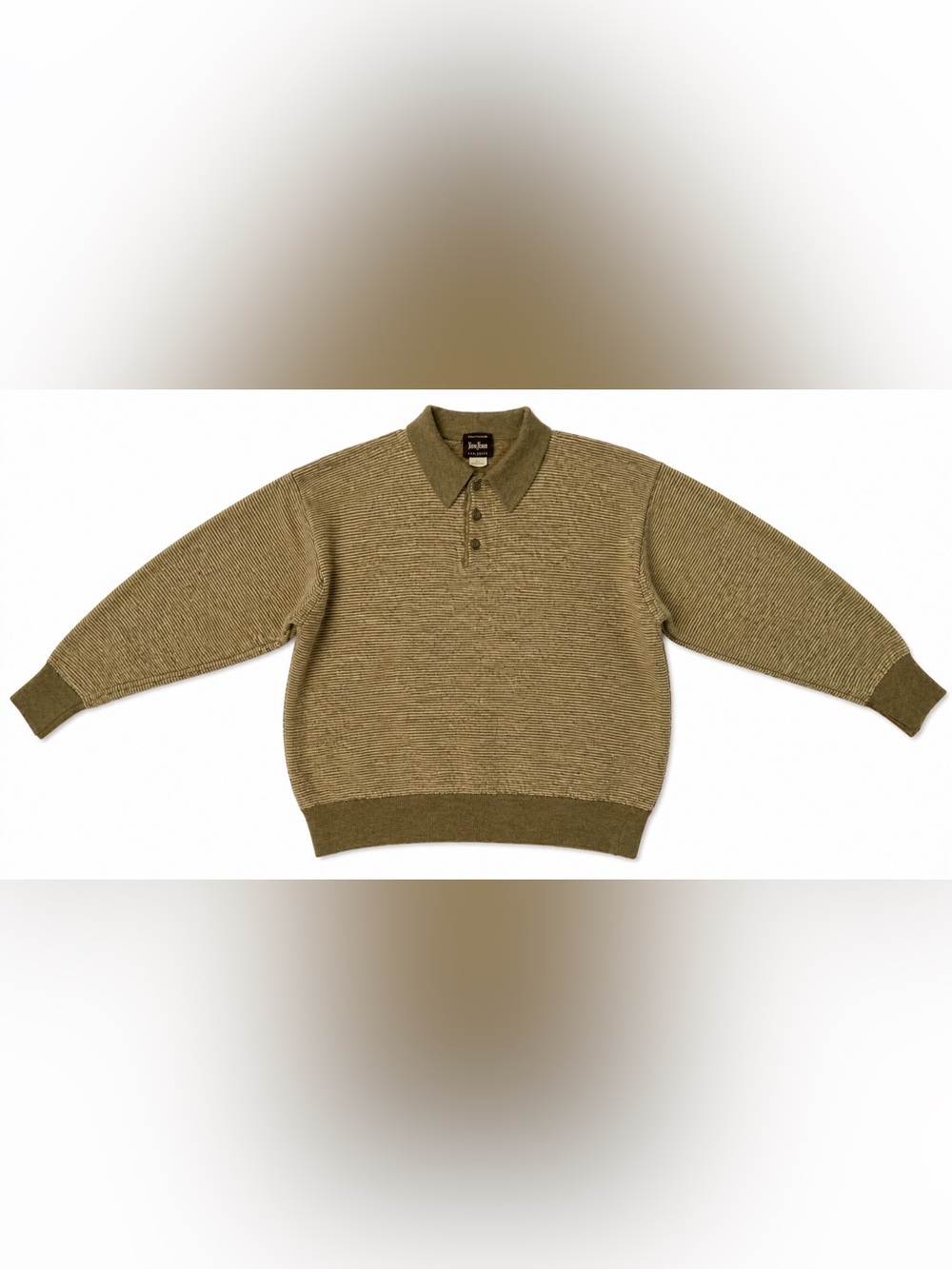 Vineyard Vines Olive Ribbed Stripe Polo Sweater